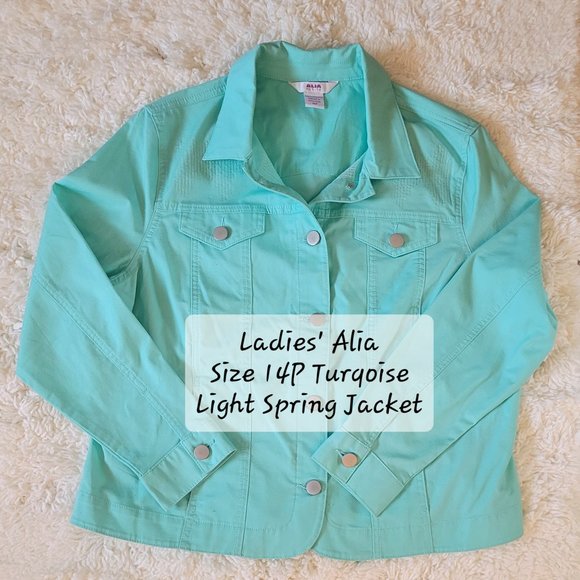 Ladies' Alia Size 14P Turquoise Light Spring Jacket *Like New* - Picture 1 of 5